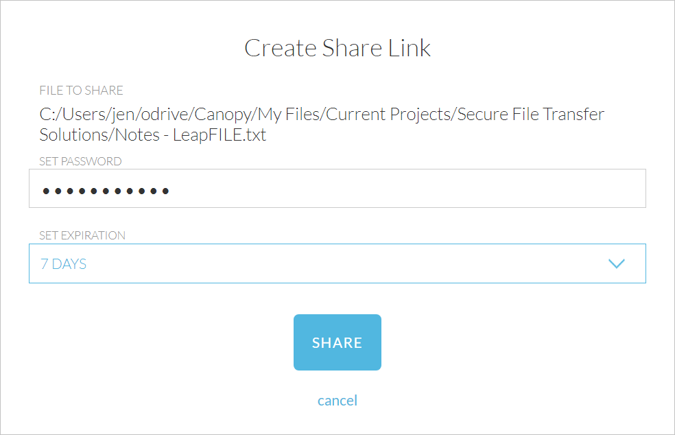 Creating a weblink to share files and folders